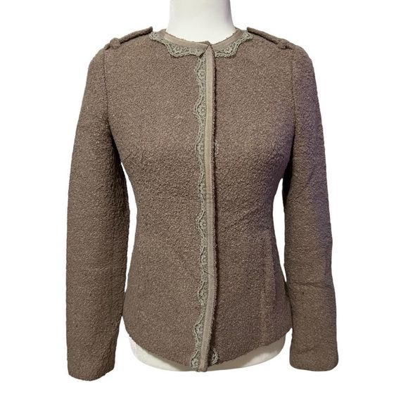 BANANA REPUBLIC Size 0 XSmall Wool Blend Military Chantelle Style Jacket Blazer - Picture 5 of 13